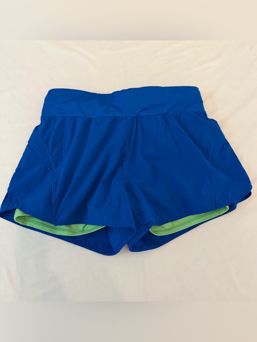 Fabletics Austyn Run Shorts Size Medium Blue Green Lined Athletic Running Gym